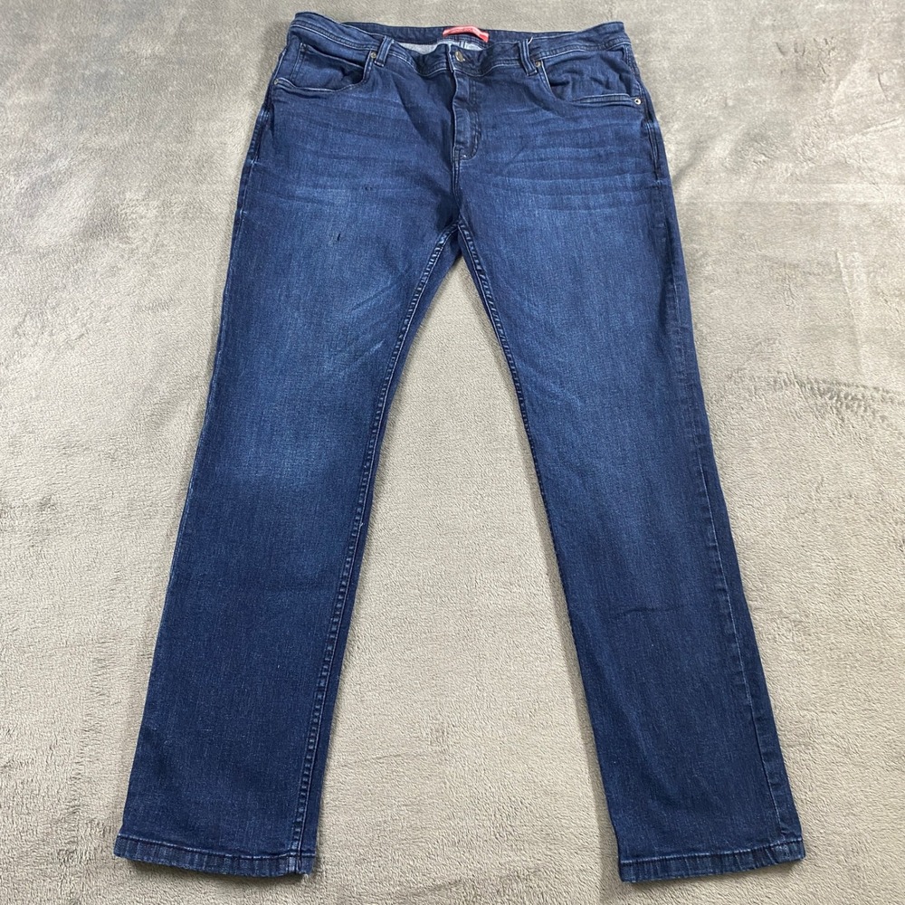 Denim Source Jeans Men 40x34 Blue Straight Leg Dark Wash Stretch Casual 5-Pocket